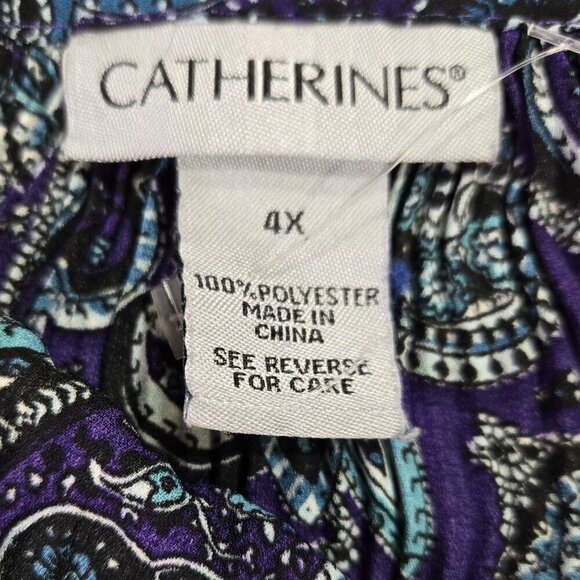Catherines Purple Paisley Beaded Embellished Collar Flare Sleeve Blouse Boho - Picture 8 of 8